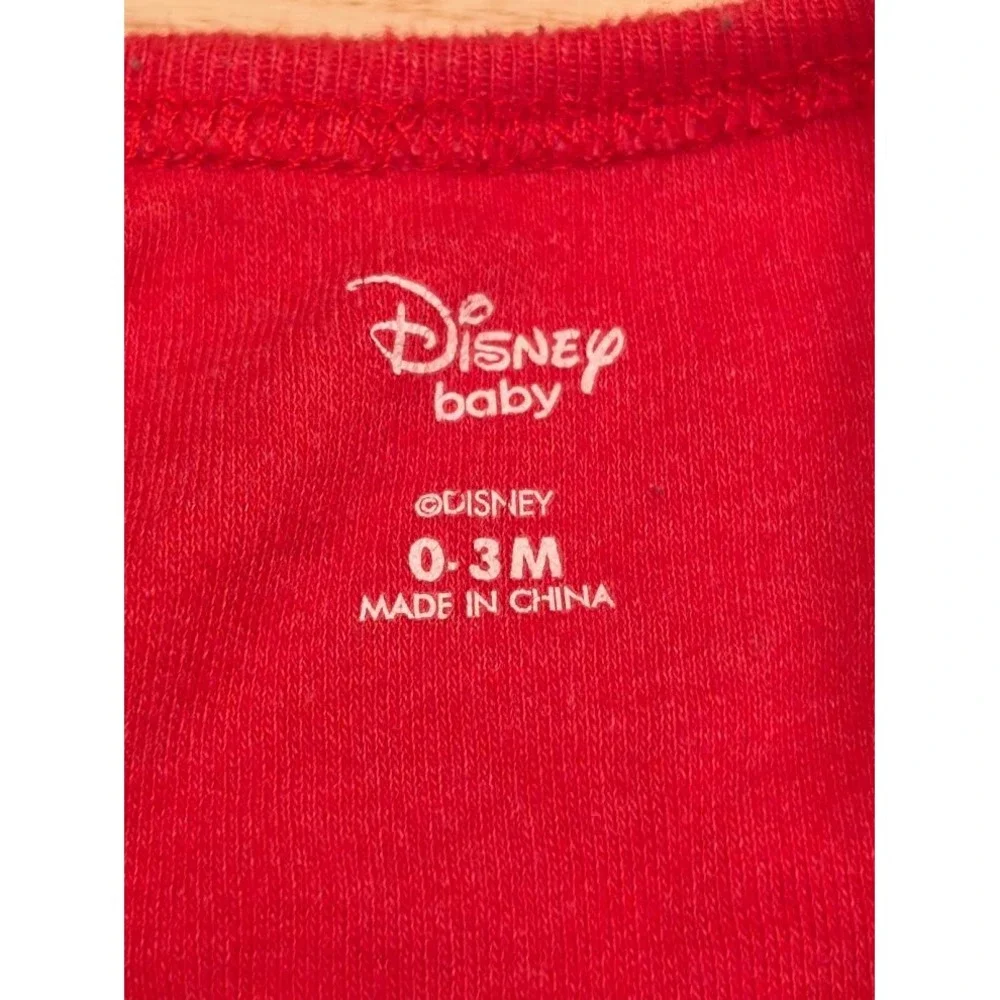 Disney Baby Mickey Mouse Red Short Sleeve Bodysuit 0-3M Graphic Print V0656